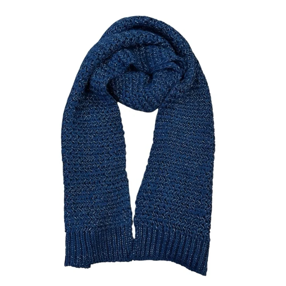 LOFT metallic blue chunky knit scarf